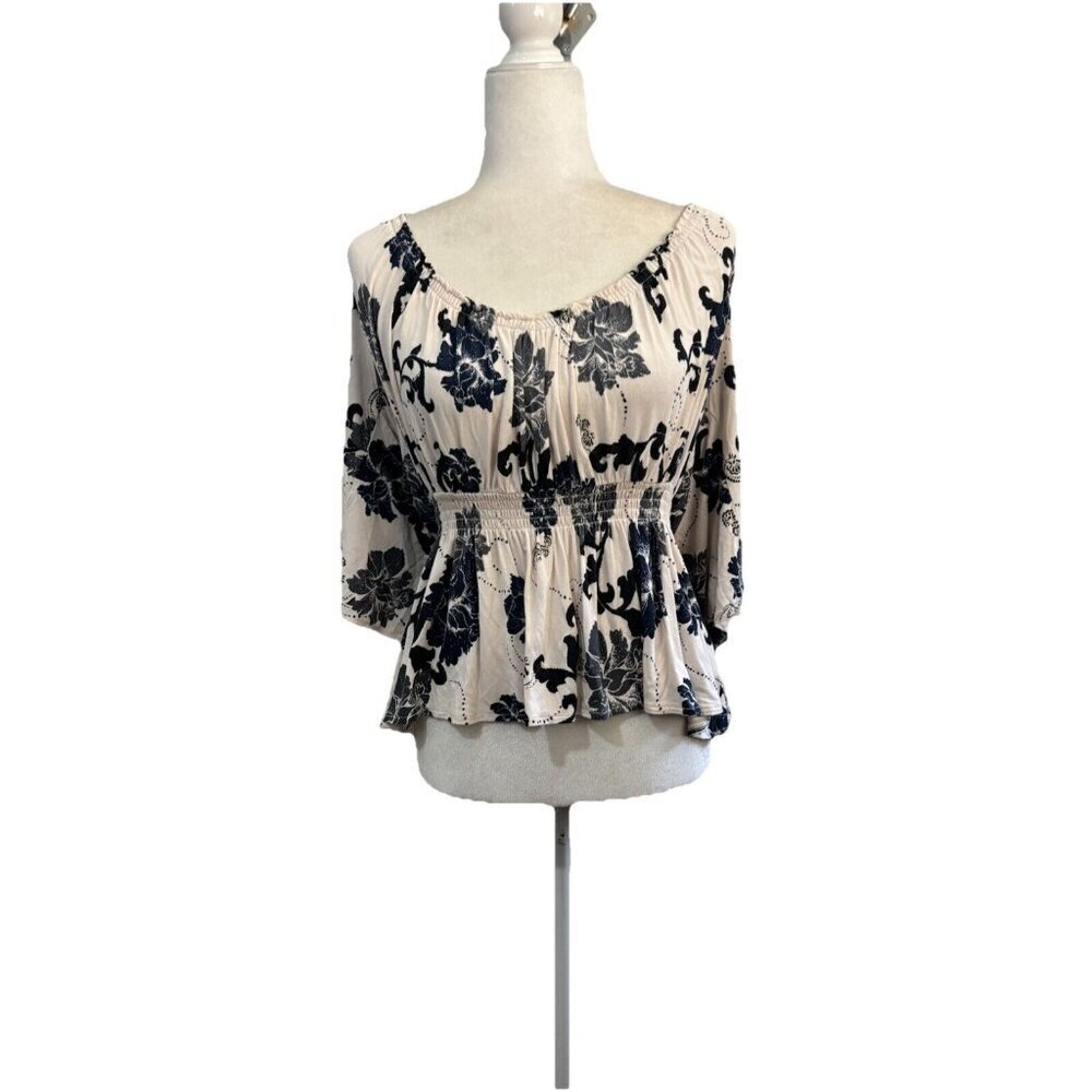 Free people Printed Floral Low Back Blouse Women XS